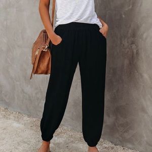 VICI ROSEMARY COTTON + LINEN POCKETED JOGGERS